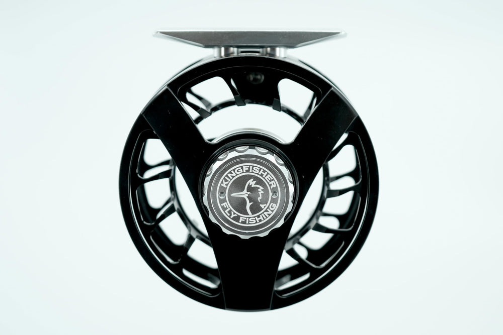 Kingfisher Big Blackfoot Reel front view shows durable aluminum construction for lasting performance.