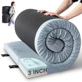 Kingfun memory foam camping pad cover shows a waterproof surface for easy outdoor cleaning.