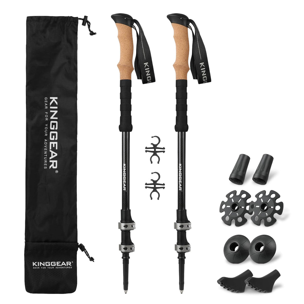 KINGGEAR TPC-3K carbon fiber poles ultralight for effortless trail maneuvers