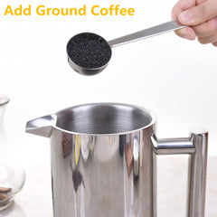 Kingnice stainless steel French press close-up showing durable finish.