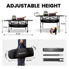 KINGROCK camping table-under-storage-basket highlights convenient organization for tools, toys, and phones