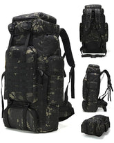 King'sGuard 70L backpack front view, ready for rugged hiking and travel.