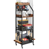 KITIVIALA fishing rod holder with pegboard and wooden top box