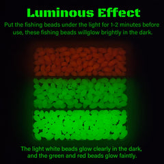 KJEIM Glow Fishing Beads 6x10mm set in red, green, and white