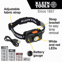 Klein Tools 56414 headlamp 64-degree pivot for flexible lighting angles.