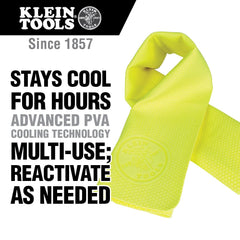 Cooling towel in resealable bag with carabiner for portable use.