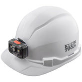 Klein Tools hard hat front headlamp mount secures lighting for hands-free visibility.