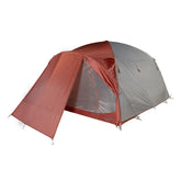 KLYMIT Cross Canyon tent setup showing quick assembly on a prepared surface