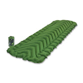 Klymit Static V sleeping pad, lightweight surface ideal for camping nights.