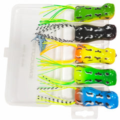 Kmucutie 5 Pcs Topwater Frog Lures Set in box – 5 cm soft baits