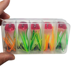 Close-up of Kmucutie frog lures in mixed colors
