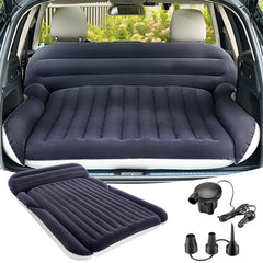 KMZ SUV Air Mattress top view in blue black with plush flocked surface for camping comfort