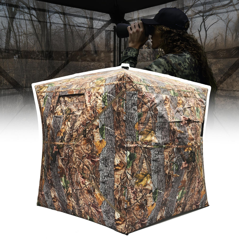 KNINE OUTDOORS hunting blind with 270-degree view for wide field awareness