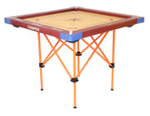KNK orange carrom stand front view showing sturdy build for professional play