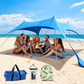 Koaizhsen beach canopy 12x12 setup providing wide shade for family beach days.