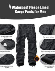 KOCTHOMY fleece-lined hiking pants side-pocket view showing eight-pocket storage for tools