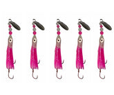 KOKOPROS luminous micro hoochies 4.5 cm pink cotton top lure for low light fishing