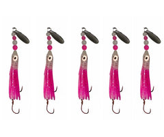 KOKOPROS luminous micro hoochies 4.5 cm pink cotton top lure for low light fishing
