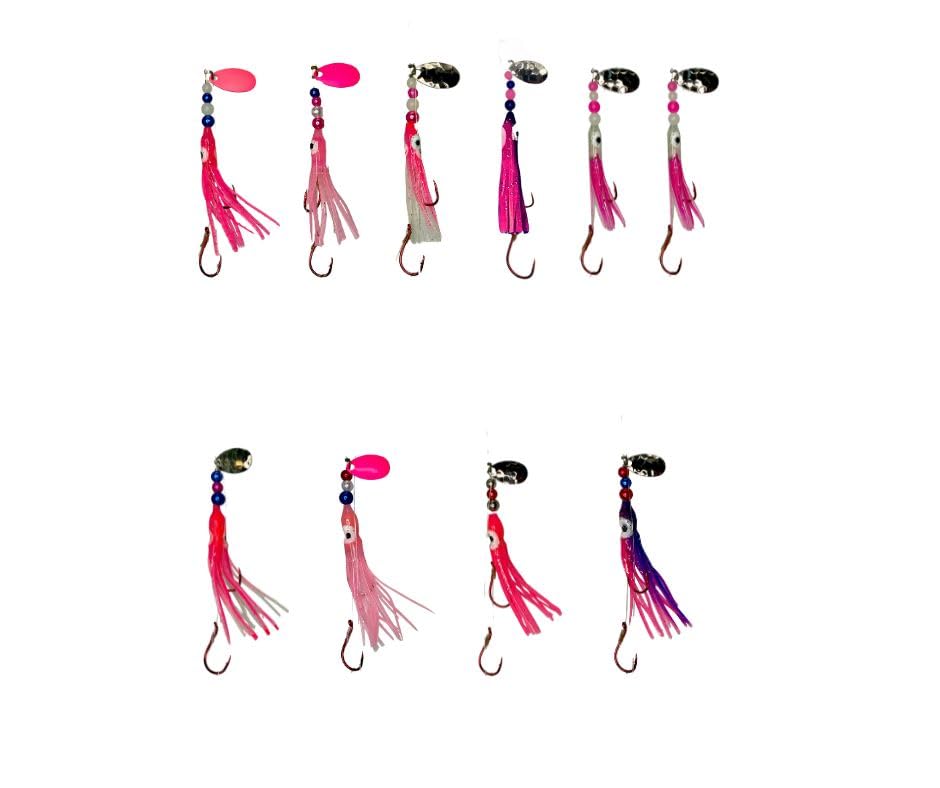 KOKOPROS Think Pink Hoochies UV glow lure boosts visibility for kokanee and salmon in deep water.