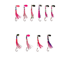 KOKOPROS Think Pink Hoochies UV glow lure boosts visibility for kokanee and salmon in deep water.