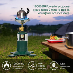 KOMAN camping stove in use on trail delivers efficient heat for fast cooking.
