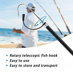 KOMCLUB gaff with sharp spear hook and protective tip for confident handling of big fish.
