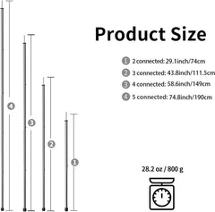 KOMCLUB telescoping poles extended to 62 inches for shelter setups on hikes