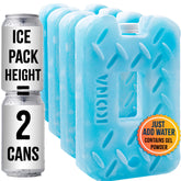 Kona Blue Ice packs in freezer demonstrating long-lasting chill for lunches.