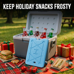 Kona XXL ice pack 1/2-inch thin profile fits compact bags.