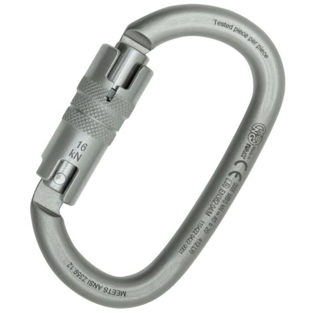 Kong Italy Ovalone Carbon Twist Lock carabiner in Lunar White, ideal for secure, heavy-duty connections.