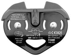 Kong Italy Pamir Fast Pulley black for adventure parks and rope systems.