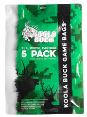 Koola Buck elk game bags show breathable fabric for fresher meat during transport.