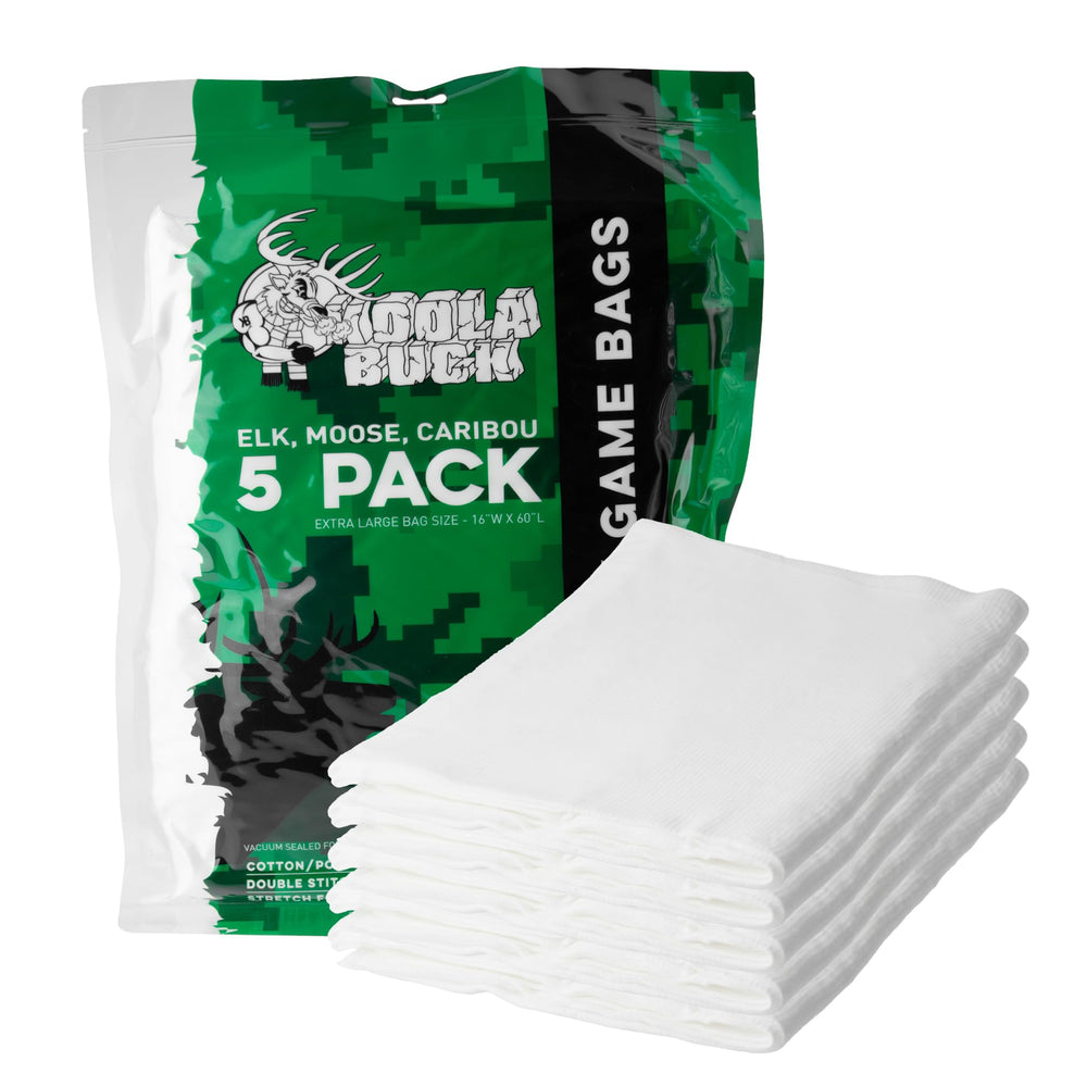Koola Buck game bags 5-pack ready for easy transport and compact storage.