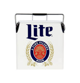 Koolatron Miller Light Retro Ice Chest with bottle opener keeps drinks cold on the go.