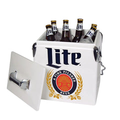 Koolatron Miller Lite ice chest with lid open demonstrates quick access during picnics.