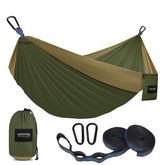 Kootek camping hammock double 120x78 open for two enjoying outdoor relaxation.