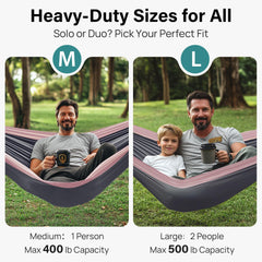 Kootek Camping Hammock with tree straps enables quick knot-free setup.
