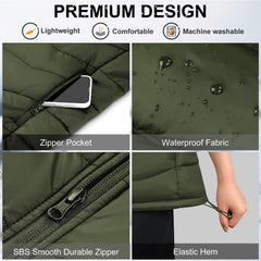 KOVNLO heated vest women three-heating-zones illustration emphasizes even warmth