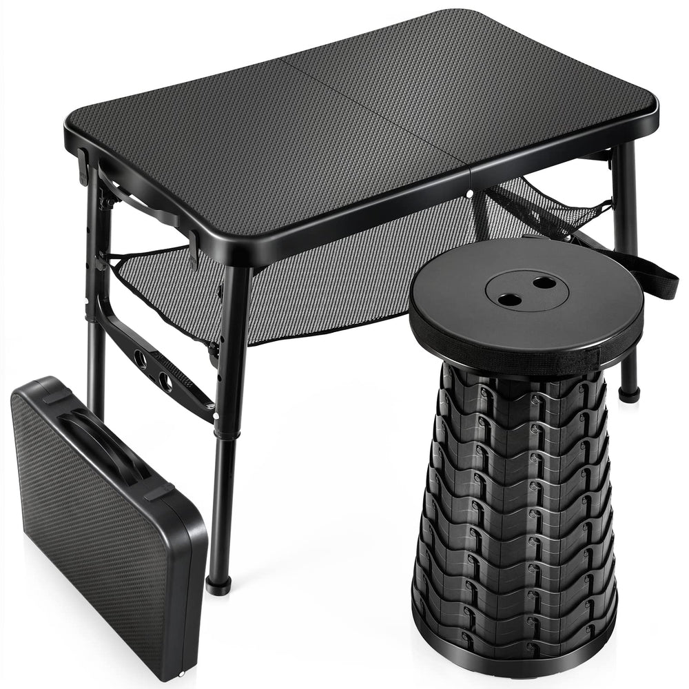 KPR retractable folding table top for camping meals and laptop setup