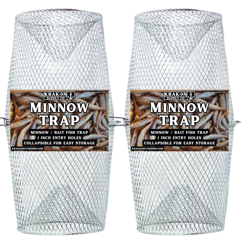 Front view of Kraken Minnow Trap showing 1 inch entry hole