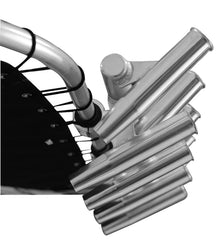 Krypt T Tops rocket launcher clamps 12.25 inches apart for flexible mounting on round towers.