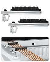Krysolad truck bed rod holder shows six-rod setup for organized fishing gear.