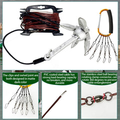 KSFTWUSOL waterfowl jerk rig features 5' heavy-duty elastic rope for flexible decoy movement.