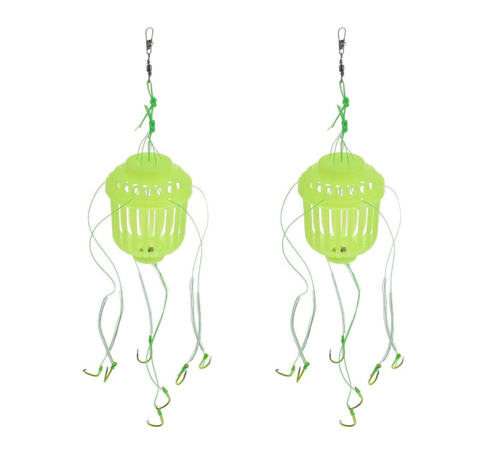 KTGCOZS two-pack fishing baskets ready for carp feeder use in calm waters.