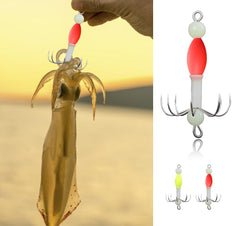 Pack of 5 compact luminous squid jig hooks