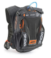 KTM OGIO Team Baja hydration pack front view, compact, easy-access storage for rides.