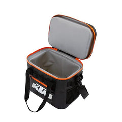 KTM Soft Cooler Black side view emphasizes rugged nylon webbing and portability.