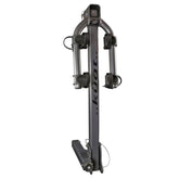 KUAT Beta hitch-mounted bike rack front view highlights sturdy aluminum build for road trips.