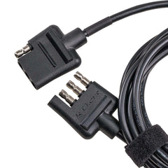 Kuat 4 Pin Flat Rack wiring extension secures connection for safe bike transport on the road.