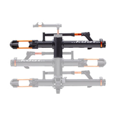 KUAT NV Add-On 2.0 side profile in gray-orange demonstrates upgraded 3-bike capacity.
